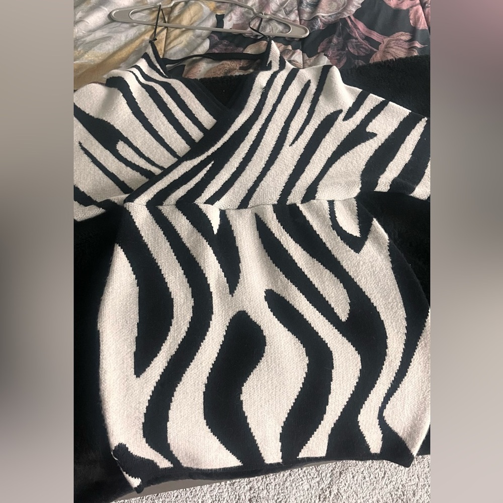 Off shoulder Zebra print sweater dress